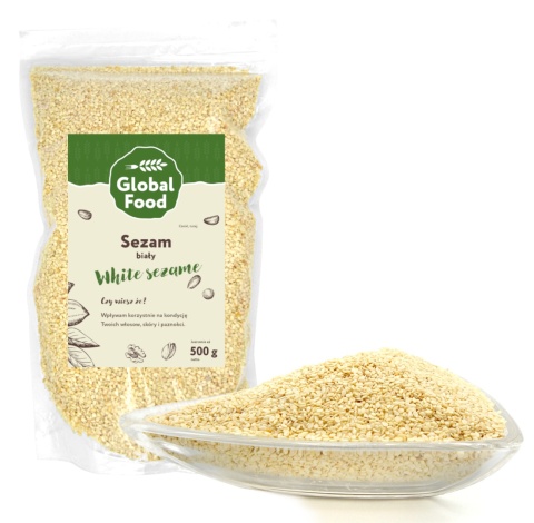 SEZAM BIAŁY ŁUSKANY 500g NATURALNE ZIARNO SEZAM BIAŁY ŁUSKANY 500g NATURALNE ZIARNO